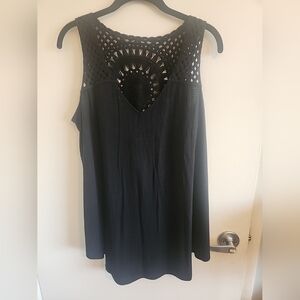 Torrid NWT Textured Jersey Vneck Crochet Swing Tank Sz 1